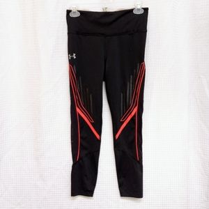 Medium UNDER ARMOUR Black Neon Pink Compression Sheer See Through Reflective Leg